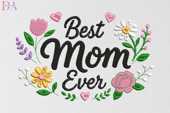 Best Mom Ever Floral Heart