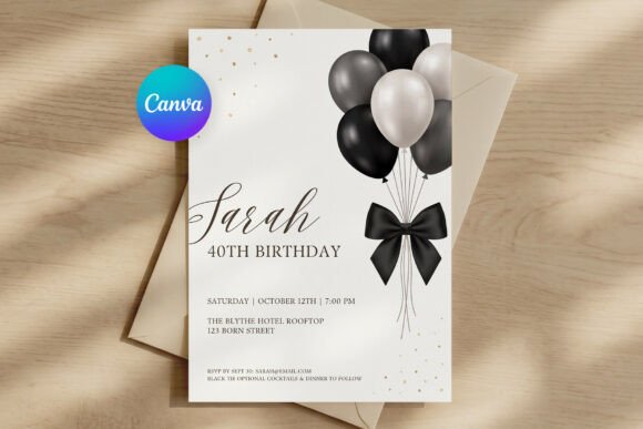 Black and Gold Birthday Invitation