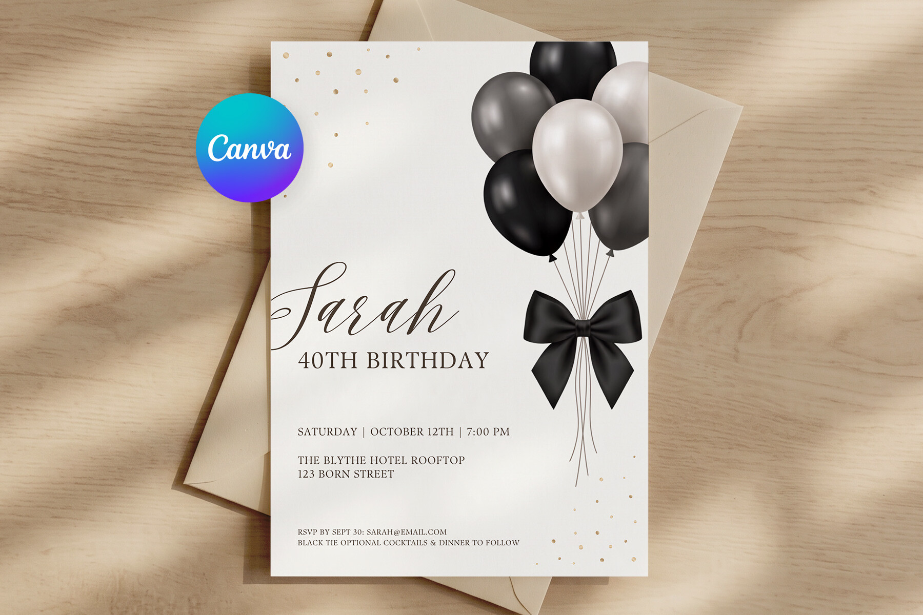 Black and Gold Birthday Invitation