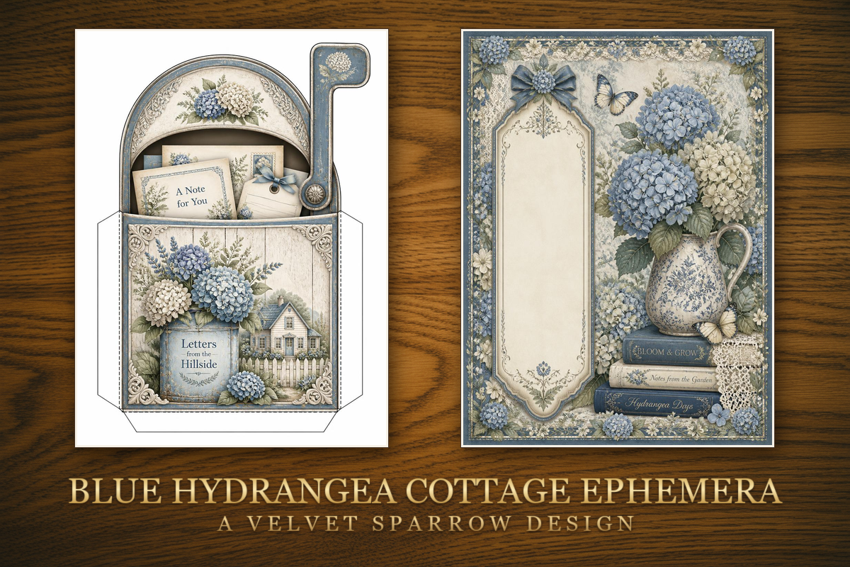 Blue Hydrangea Cottage Ephemera