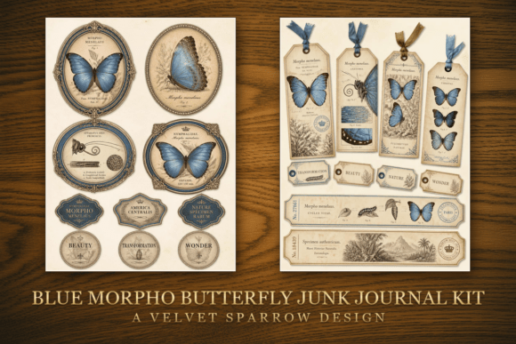 Blue Morpho Butterfly Junk Journal Kit