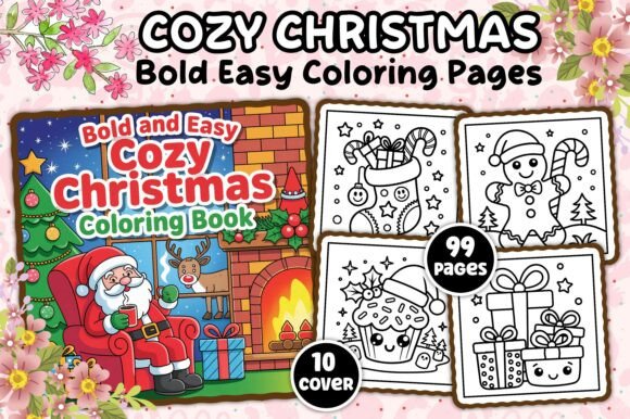 Bold Easy Cozy Christmas Coloring Pages