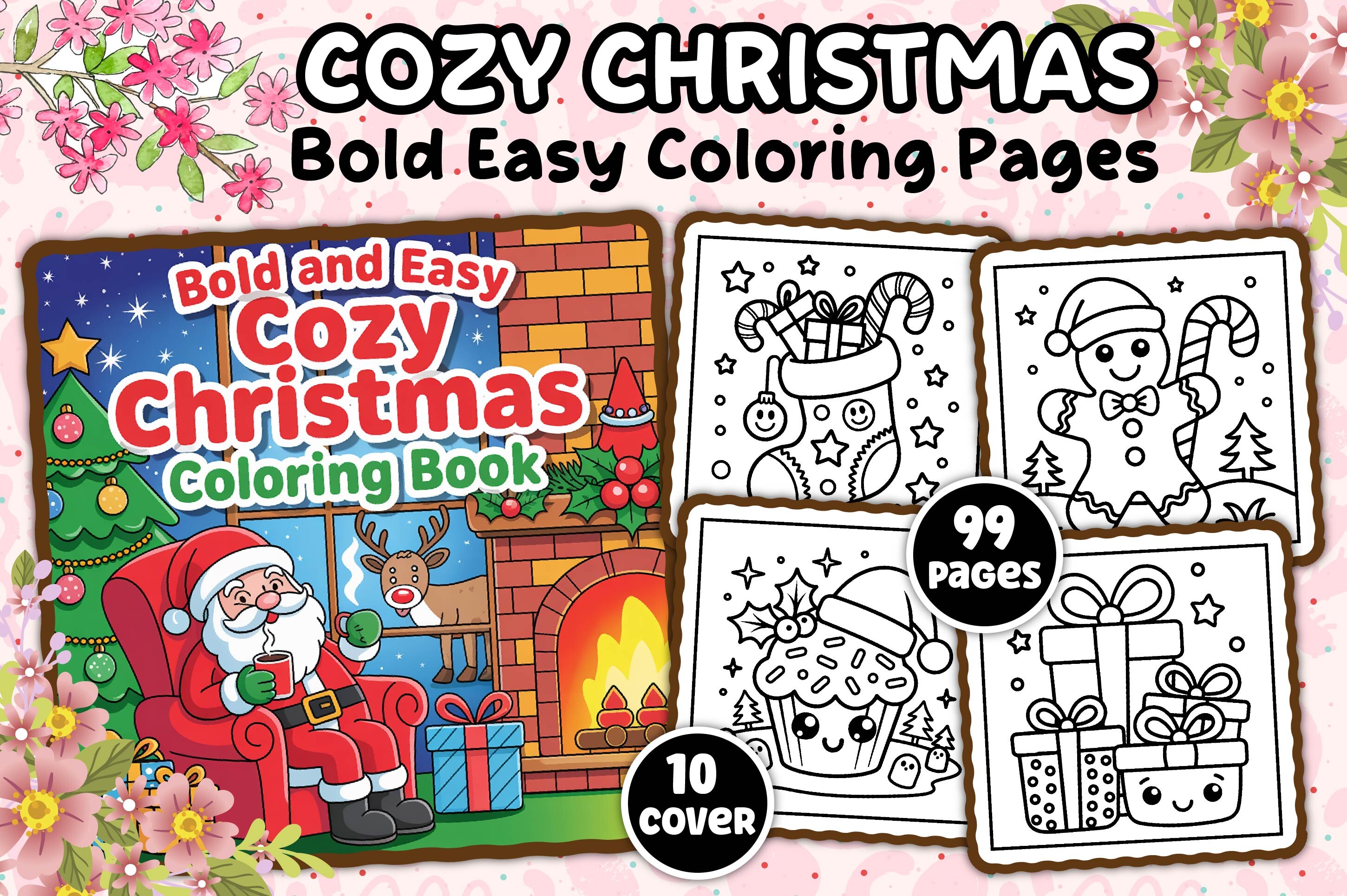 Bold Easy Cozy Christmas Coloring Pages