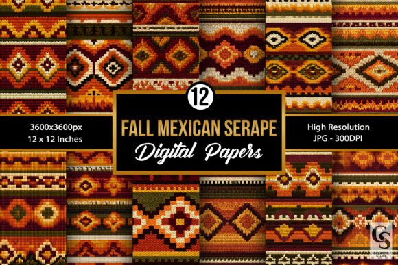 Bold Fall Mexican Serape Digital Papers