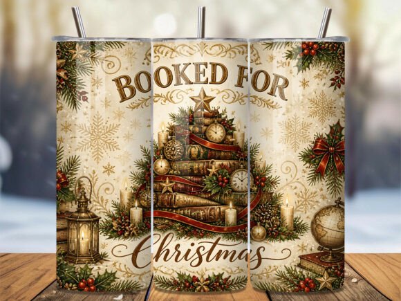 Booked for Christmas Tree Book Tumbler