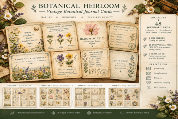 Botanical Heirloom Journal Cards