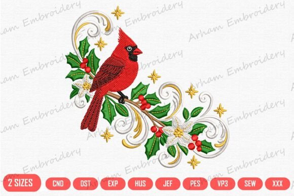 Cardinal Christmas & Elegant Swirls