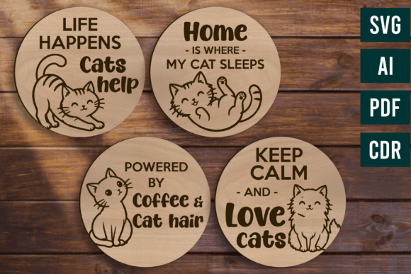 Cat Coaster SVG Bundle - Laser Cut Files