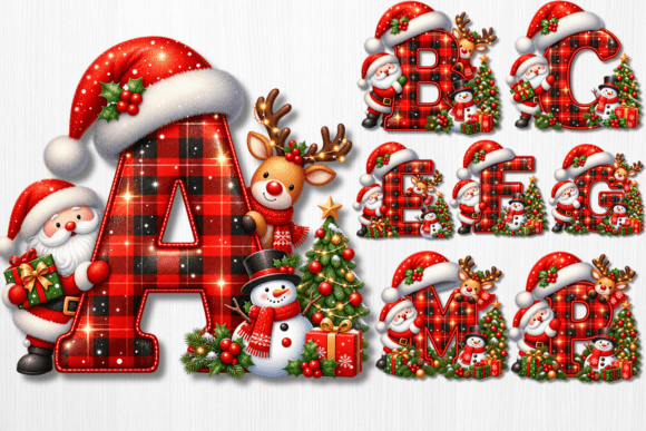 Christmas Alphabet Letters PNG Bundle