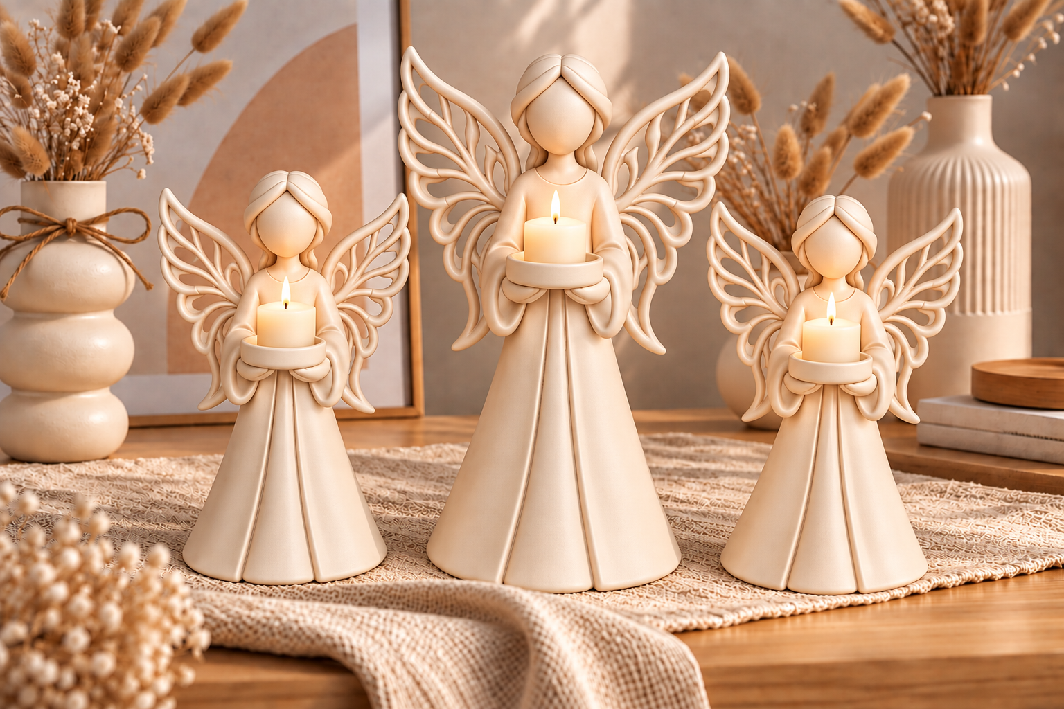 Christmas Angel Candle Holder 3D STL – Set of 3 Angel Figurines to Print - Image 4
