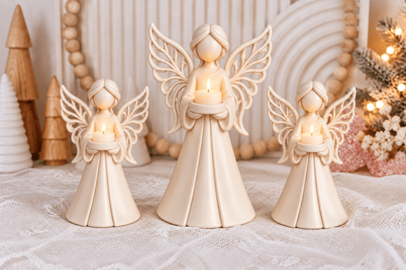 Christmas Angel Candle Holder 3D STL – Set of 3 Angel Figurines to Print - Image 2