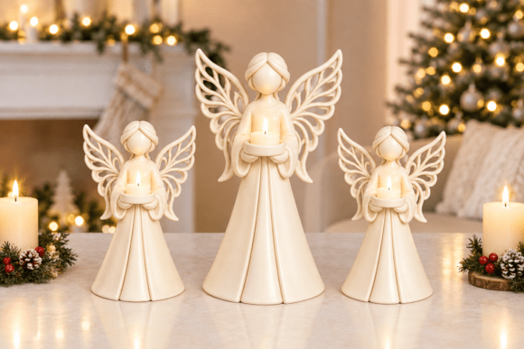 Christmas Angel Candle Holder 3D STL – Set of 3 Angel Figurines to Print - Image 3