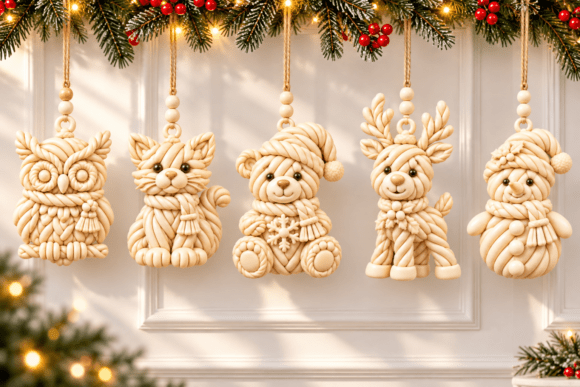 Christmas Animal Ornaments STL Set – 5 Woodland 3D Print Files - Image 3