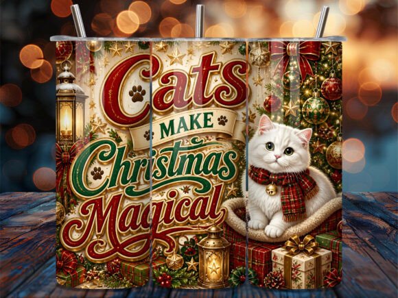 Christmas Cat Sublimation Tumbler Wrap