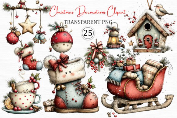 Christmas Decorations Clipart Pack