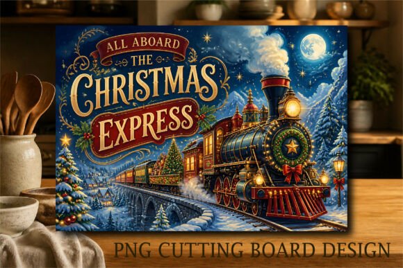 Christmas Express Train Cutting Board