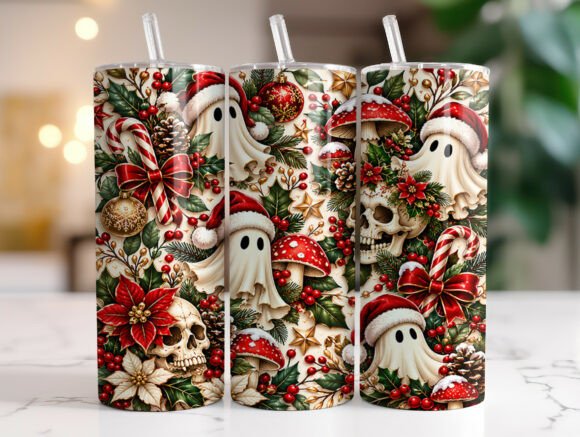 Christmas Ghost Skull 20oz Tumbler Wrap