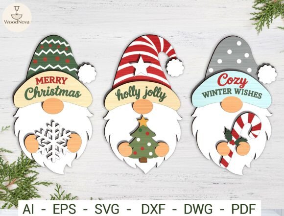Christmas Gnome Ornament SVG Bundle