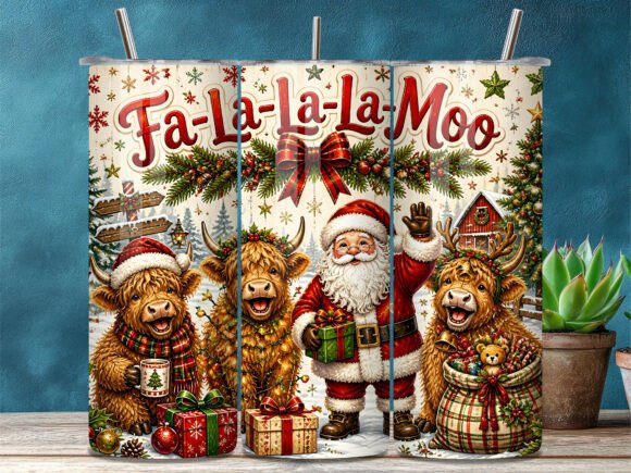 Christmas Highland Cow Tumbler Wrap
