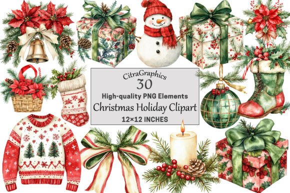 Christmas Holiday Clipart Bundle Cozy