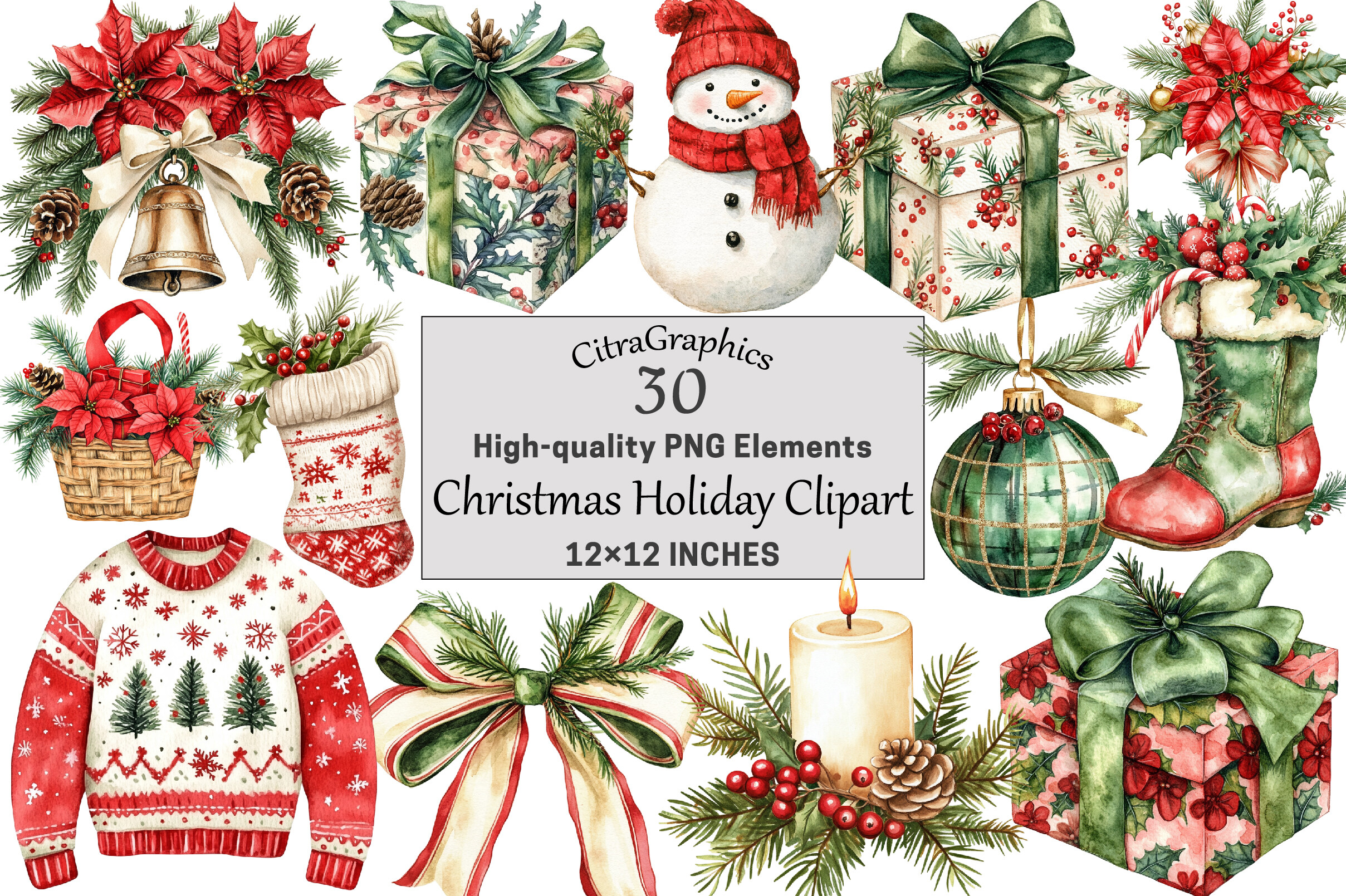 Christmas Holiday Clipart Bundle Cozy