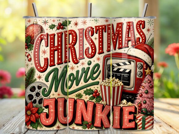 Christmas Movie Junkie 20oz Tumbler Wrap