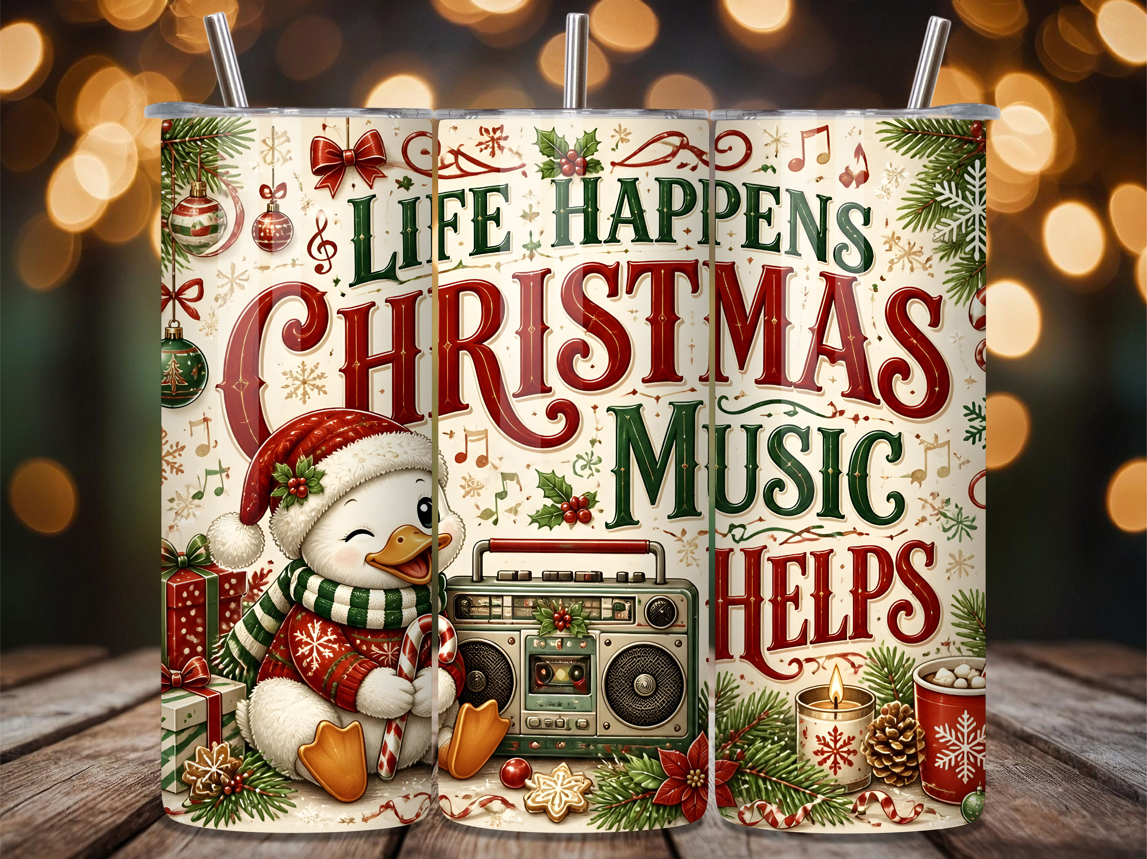 Christmas Music Duck 20oz Tumbler Wrap