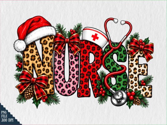 Christmas Nurse Leopard Stethoscope PNG