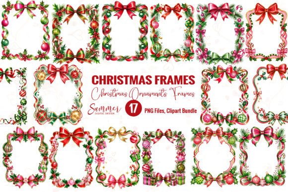 Christmas Ornament Frames PNG Bundle