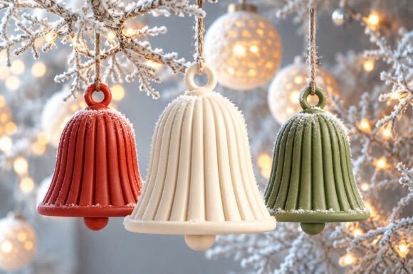 Christmas Ornament Set STL - 3 Ribbed Bell 3D Print Files for Holiday Decor - Image 2