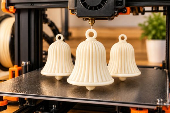 Christmas Ornament Set STL - 3 Ribbed Bell 3D Print Files for Holiday Decor - Image 5