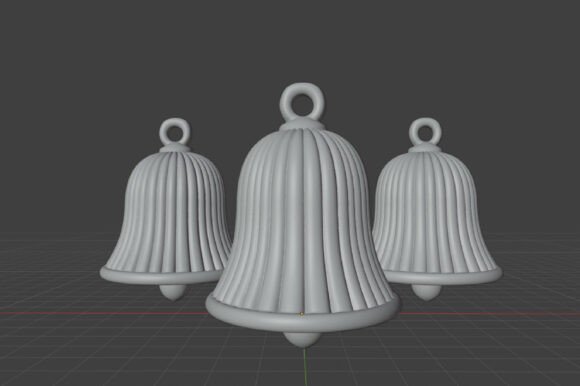 Christmas Ornament Set STL - 3 Ribbed Bell 3D Print Files for Holiday Decor - Image 6