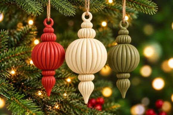 Christmas Ornament Tree STL | 3D Printable Holiday Decor | 5 Hanging Ornaments - Image 9