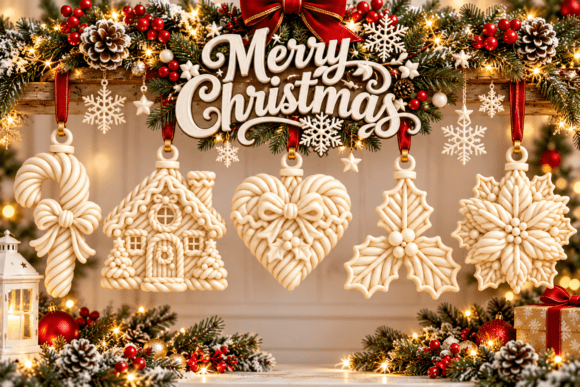 Christmas Ornaments STL 3D Print Set - 5 Festive Holiday Decor Files - Image 1