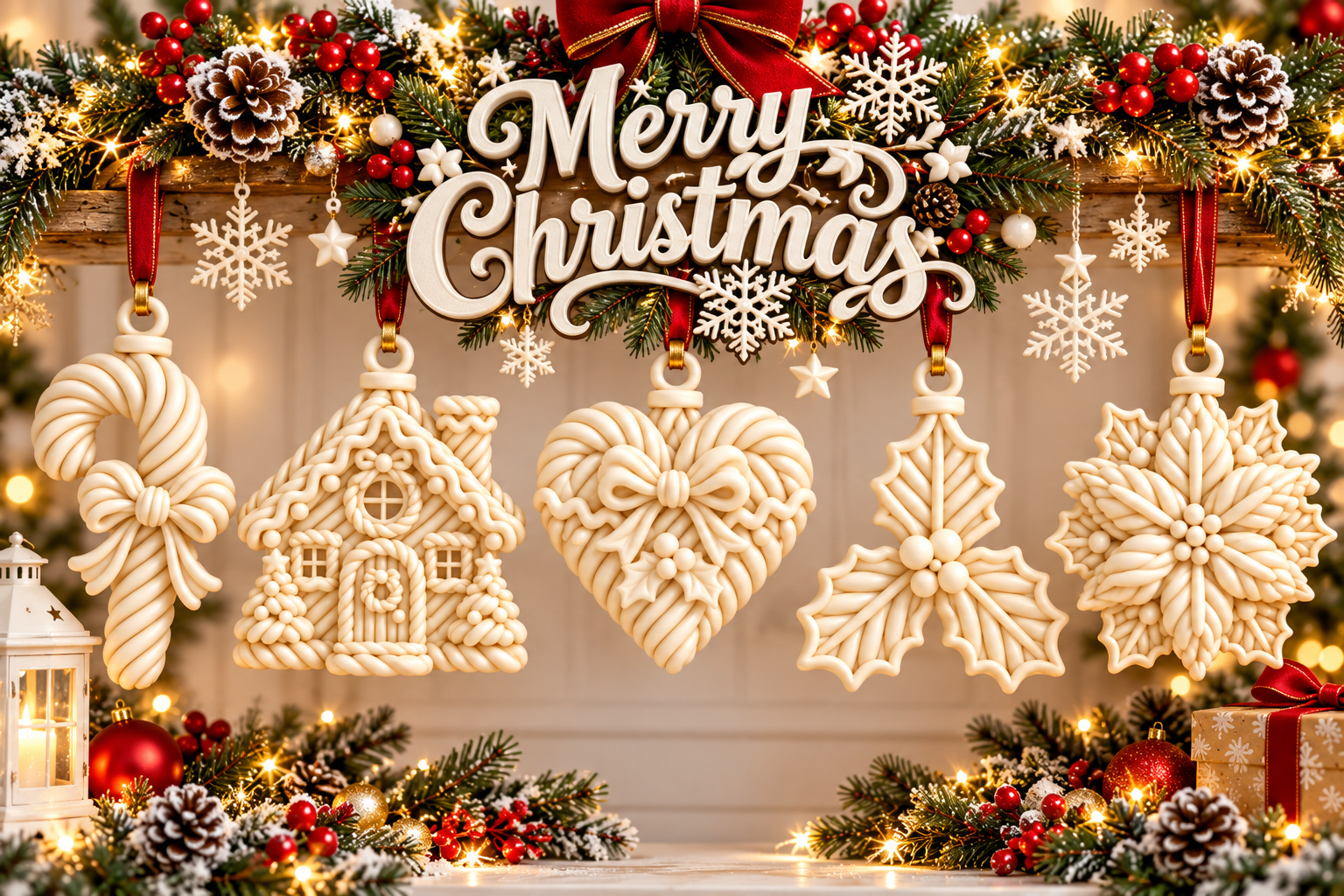 Christmas Ornaments STL 3D Print Set - 5 Festive Holiday Decor Files - Image 5