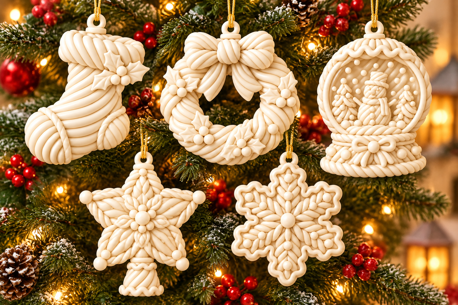 Christmas Ornaments STL 3D Print Set – 5 Detailed Holiday Decor Files - Image 3