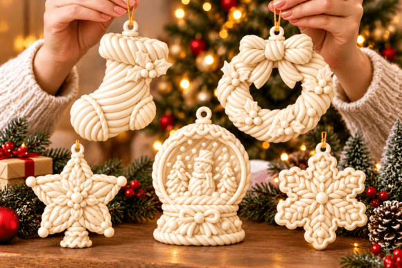 Christmas Ornaments STL 3D Print Set – 5 Detailed Holiday Decor Files - Image 2