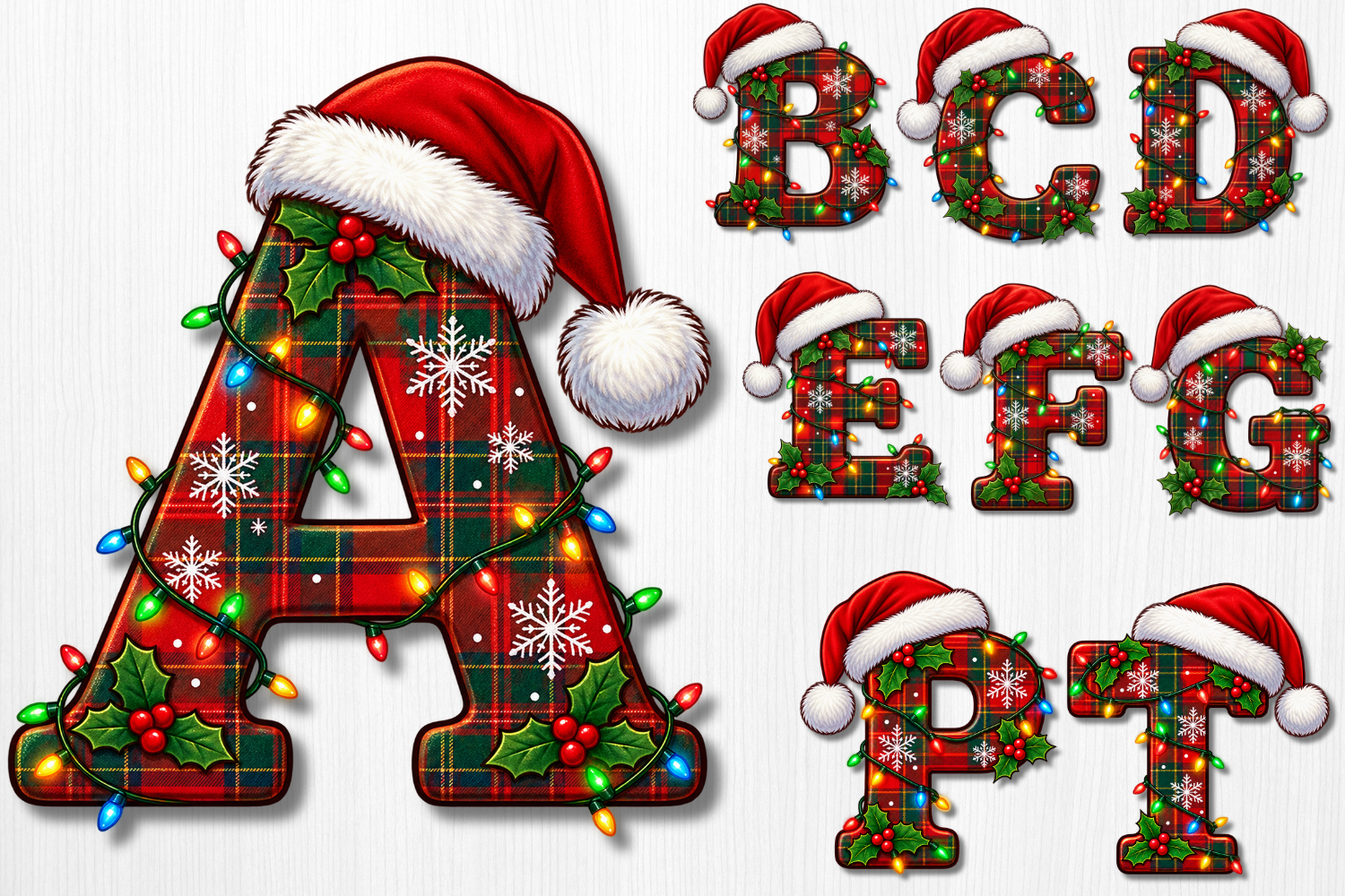 Christmas Plaid Alphabet PNG Bundle