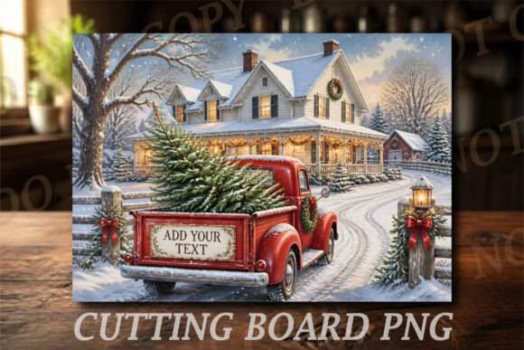 Christmas Red Truck Cutting Board