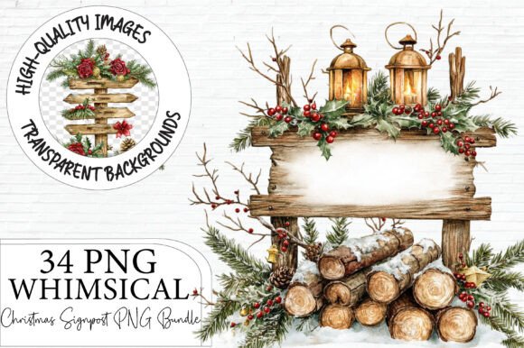 Christmas Signpost Clipart Bundle