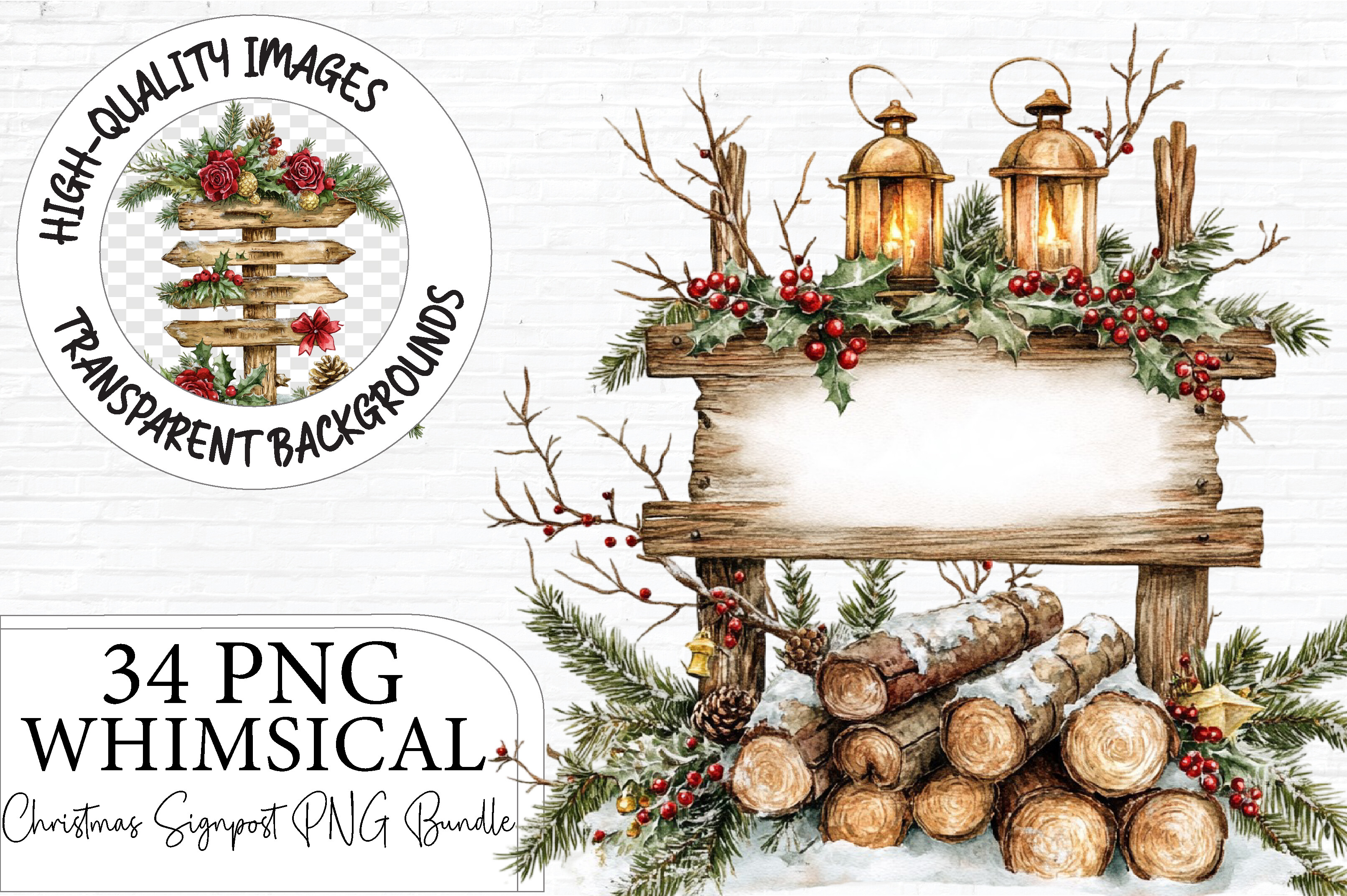 Christmas Signpost Clipart Bundle