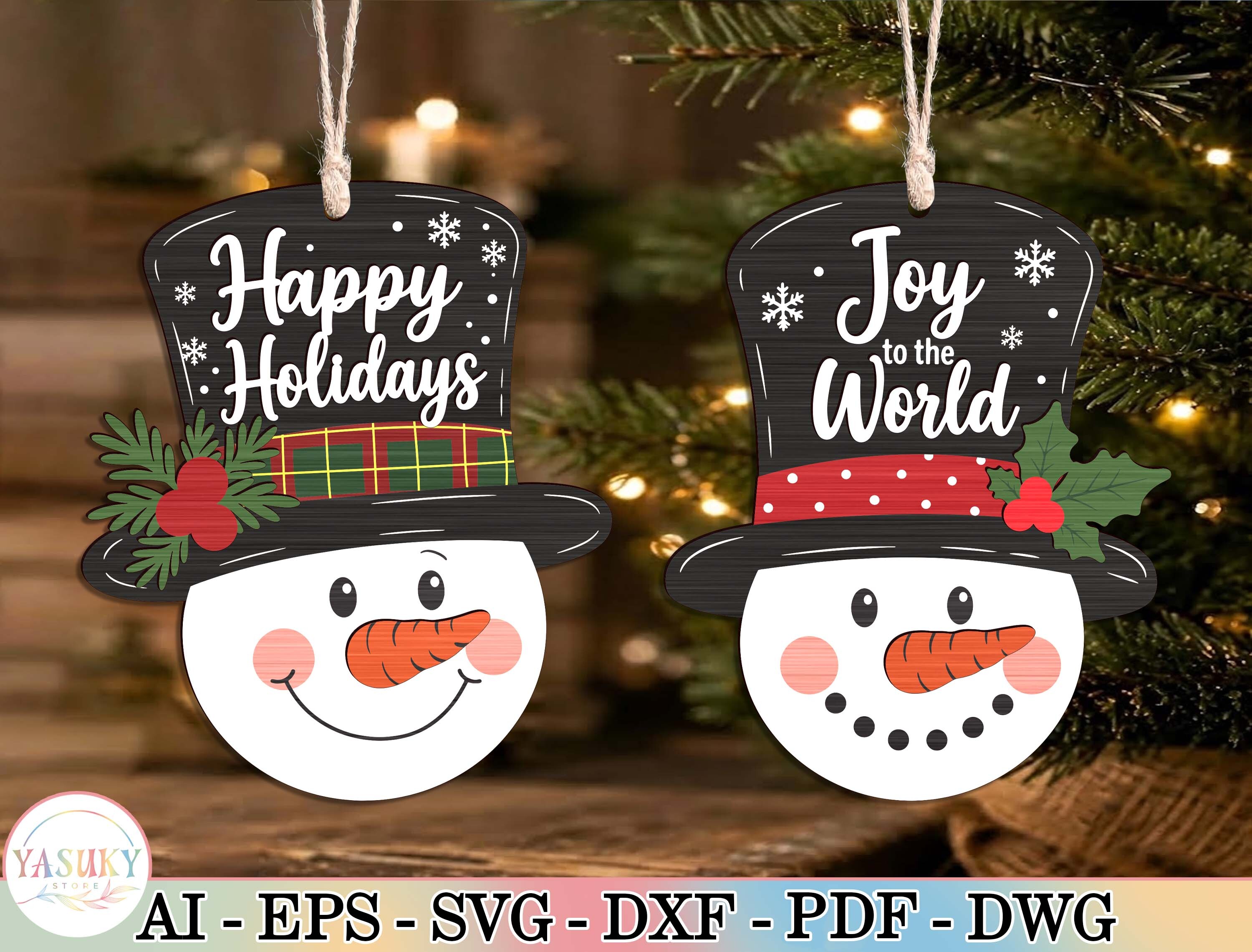 Christmas Snowman Ornament SVG Bundle