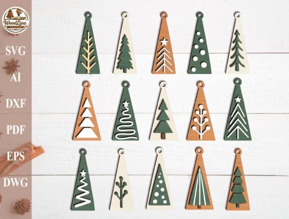 Christmas Tree Ornament SVG Bundle (Design 1) laser cut file
