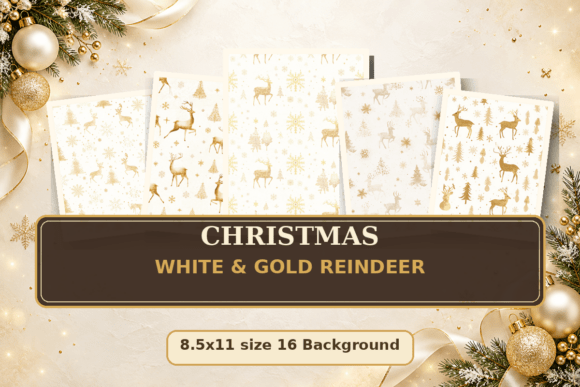 Christmas White & Gold Reindeer
