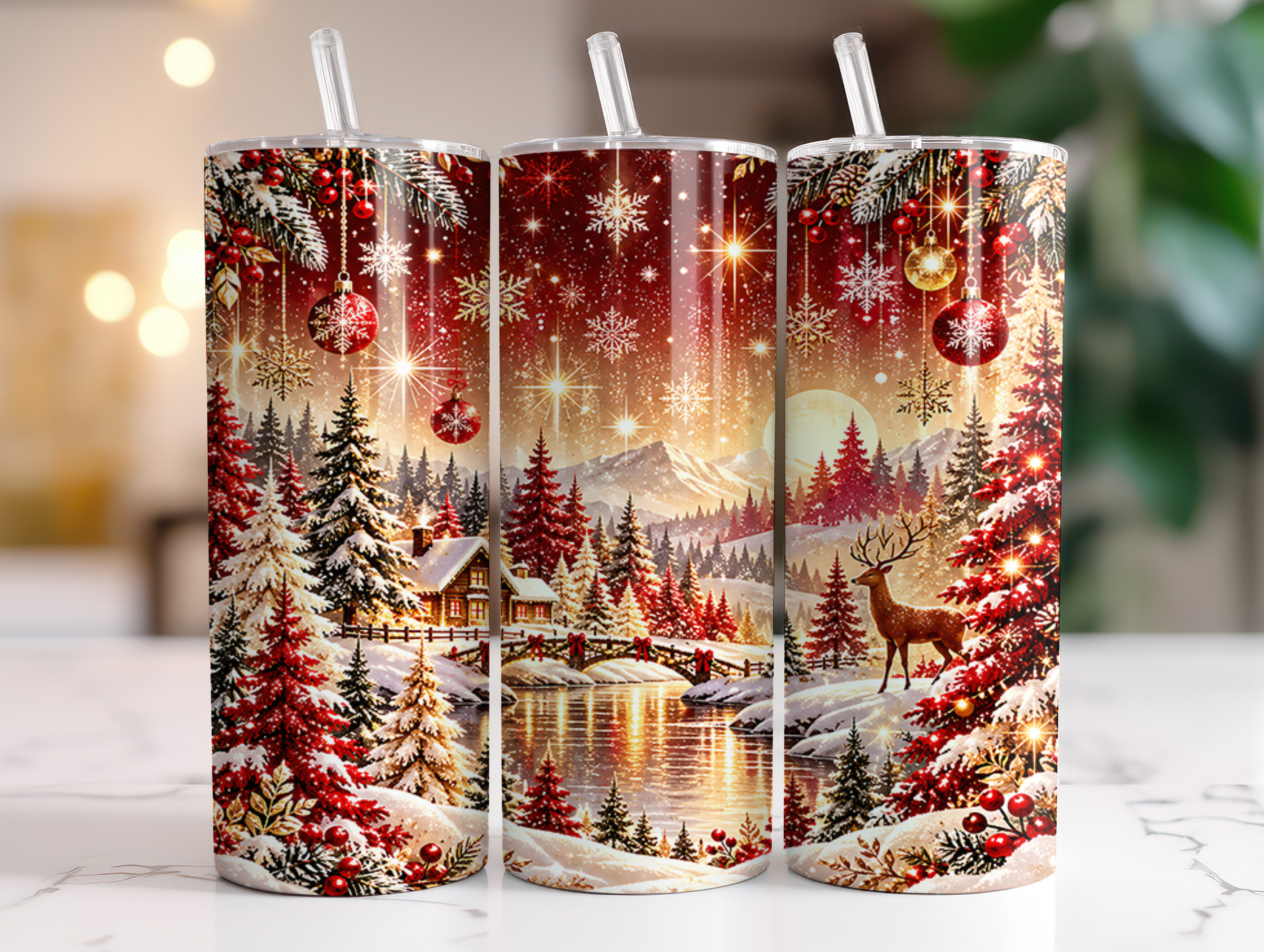 Christmas Winter Landscape Tumbler Wrap
