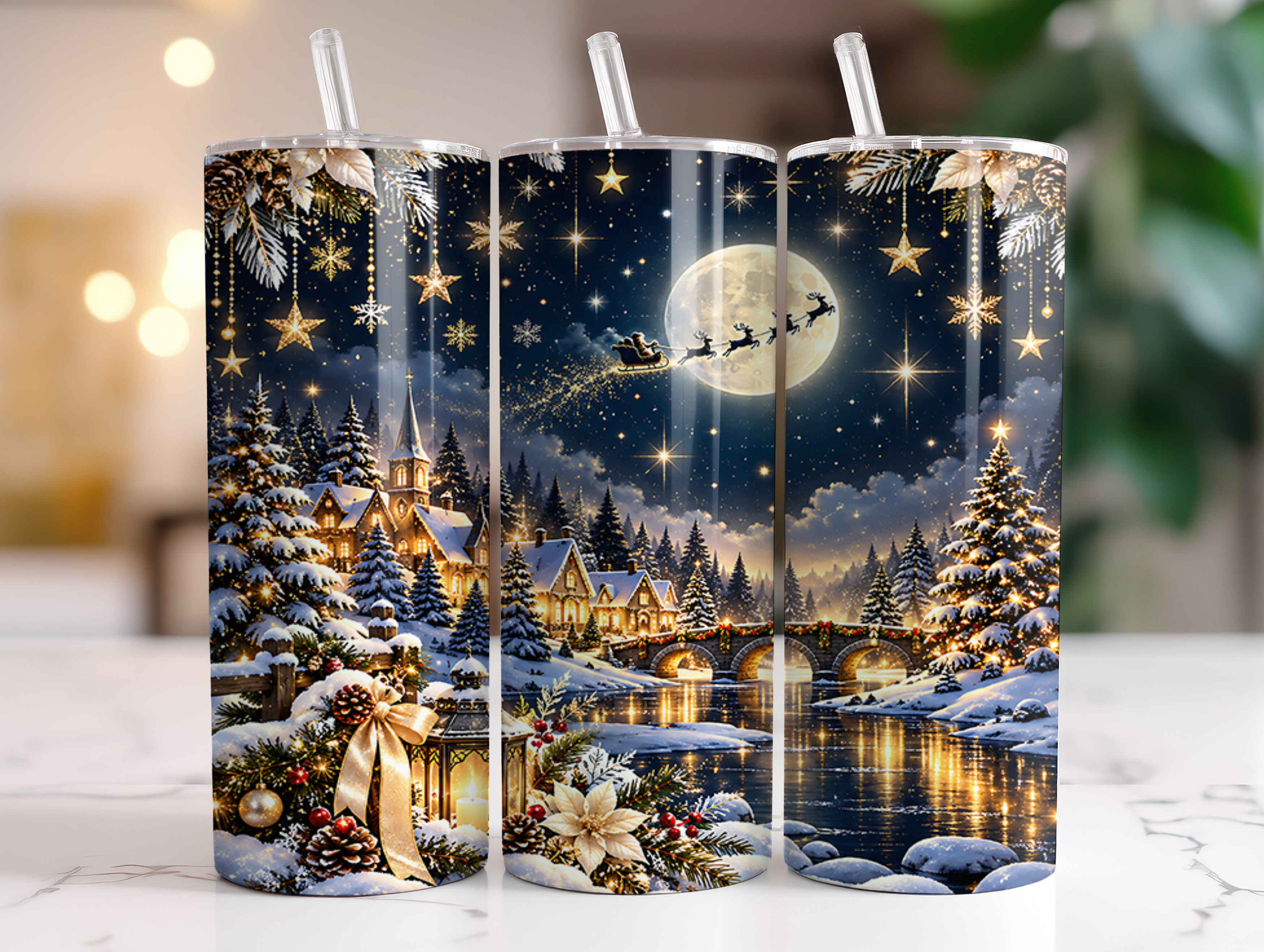 Christmas Winter Village Tumbler Wrap