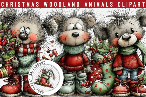 Christmas Woodland Animals Clipart PNG