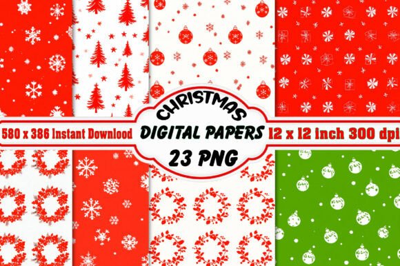 Christmas Digital Papers Patterns Bundle