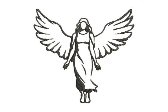 Classic Angel Redwork Embroidery Design