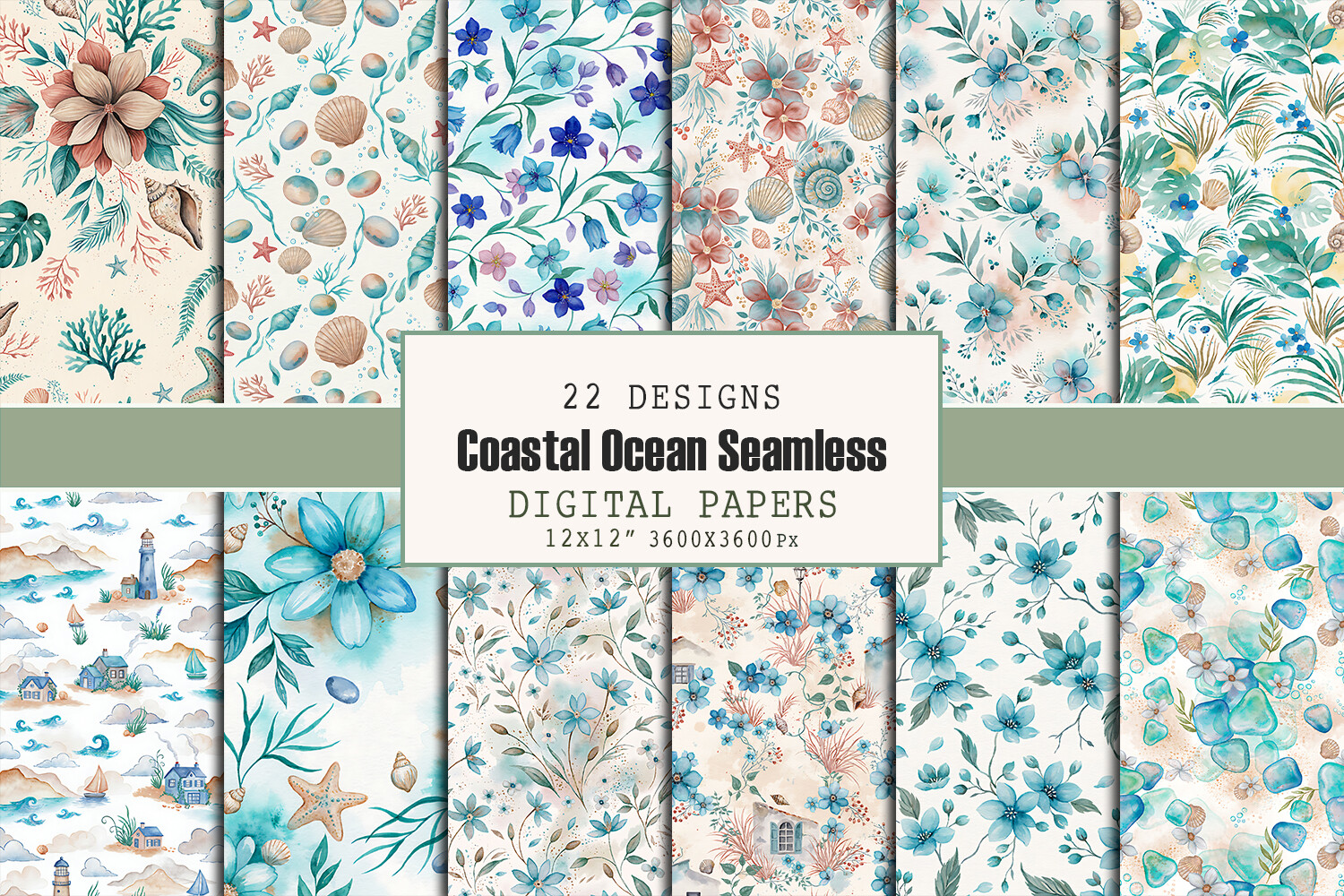 Coastal Ocean Seamless Pattern Bundle